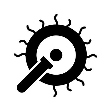 Nucleus transfer icon. Science and cloning filled symbol. Black and white.