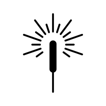 Sparkler firework icon. Lifestyle and fireworks filled symbol. Black and white.