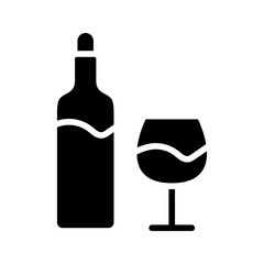 Obraz premium Wine bottle icon. Food and alcohol filled symbol. Black and white.
