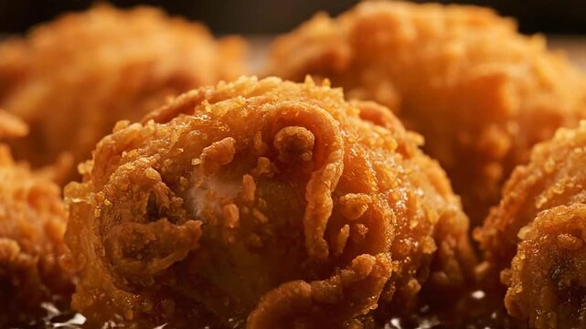 Crispy Fried Chicken Closeup Video Footage.
