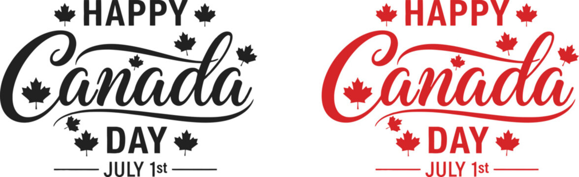Canada day vector illustration happy canada day typography with maple leaves july 1st