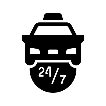 Taxi service icon. Transport and taxi filled symbol. Black and white.