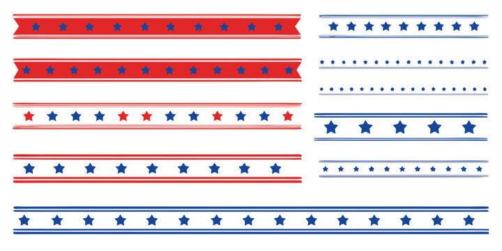 American flag inspired decorative borders with stars and stripes for patriotic themes