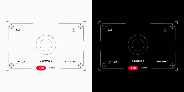 Camera viewfinder interface with record button and timer during recording for filmmaking
