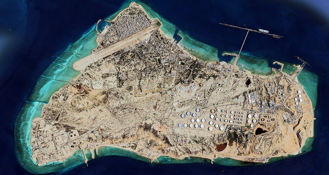 Kharg Island Iran zoom in HD satellite image