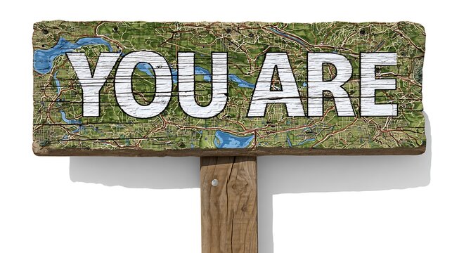 You are here park trail map sign isolated on the white background