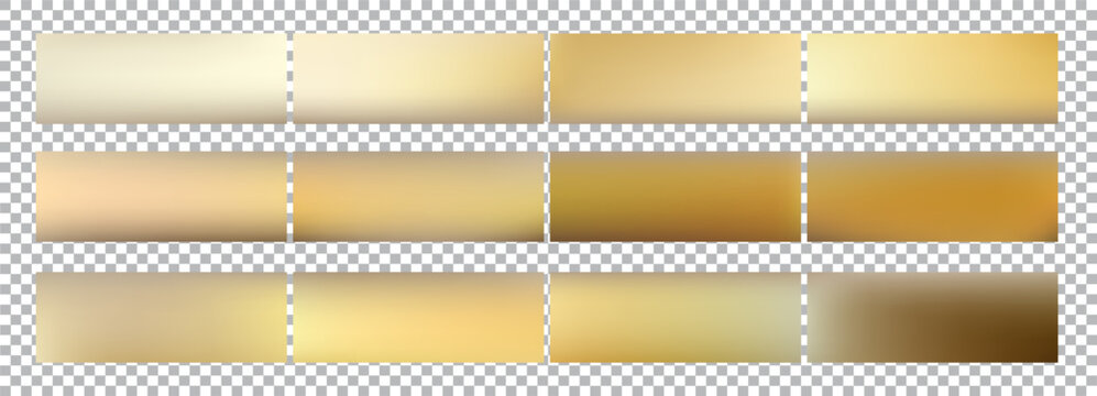 Gradient foil gold for gradation metal swatch and palette copper strip. Degrade set realistic for block button material and luxury shape colour. Gradient circle dark for gradation structure.