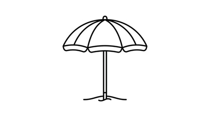 Obraz premium Simple beach umbrella line art illustration, summer sun parasol vector icon