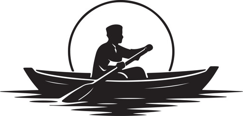 Man Rowing Boat on River Water Adventure  © Bilkis