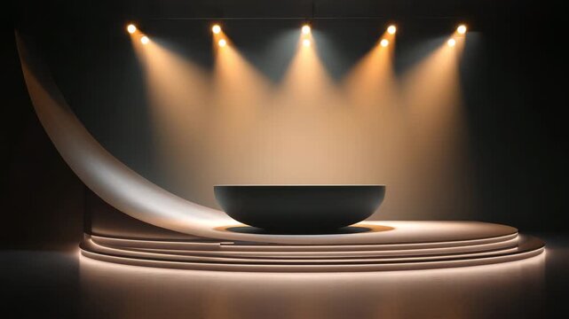 Abstract display scene with smooth curved base and refined studio lighting for brand presentation