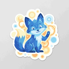 Obraz premium Blue cartoon fox with white muzzle.