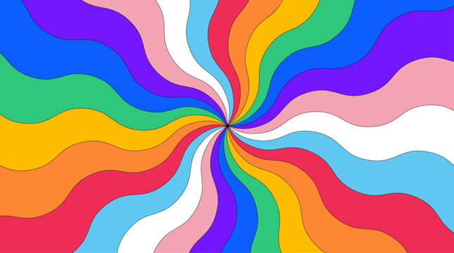 Pride Background with LGBTQ Pride Flag Colours. Abstract Rainbow Background for LGBT Pride Month. Wavy Rainbow Striped Pattern Wallpaper Vector Illustration. 