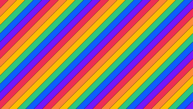 Pride Background with Diagonal Rainbow Stripes in LGBTQ Pride Flag colours. Retro Style Rainbow Pride Background or Wallpaper for LGBTQIA Pride Month. 