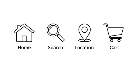 Icon set home search location and cart © Iwak