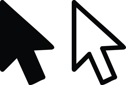 Black and white arrow cursors on a plain background computer