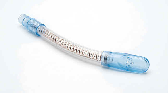 Flexible blue dental saliva ejector tip with clear tubing for effective fluid removal during dental procedures isolated on white background essential for maintaining a dry field in oral surgery.