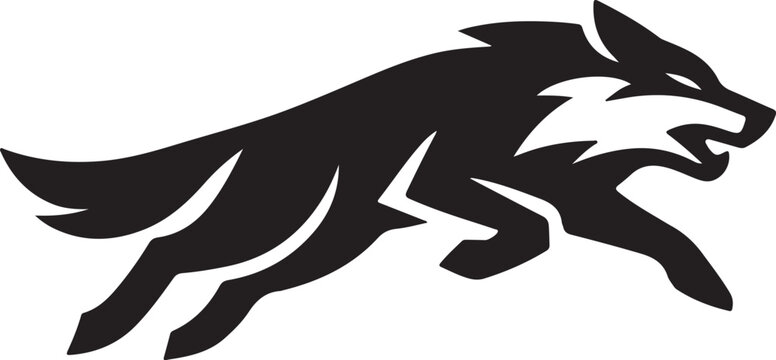 Running Wolf Silhouette Vector Logo Design
