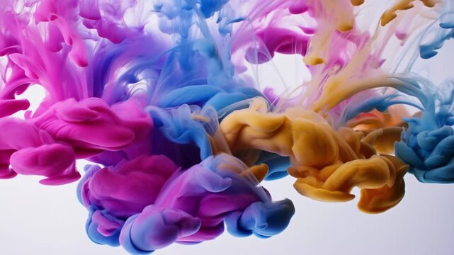vibrant pink and blue shades merge seamlessly illustrating principles of color mixing where primary tones combine to create secondary hues and complex gradients in fluid environment