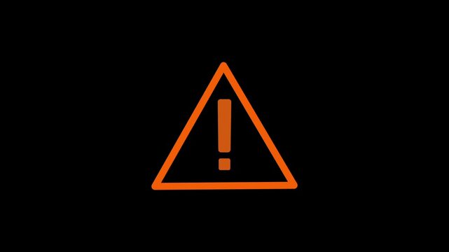 attention sign ,warning , error and danger icon animation on black background