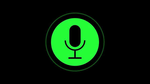 audio microphone icon animation. Voice recording podcast mic microphone button icon