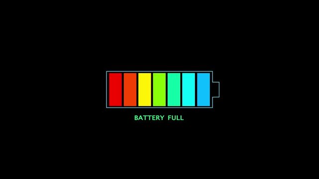 battery full icon animation in black background