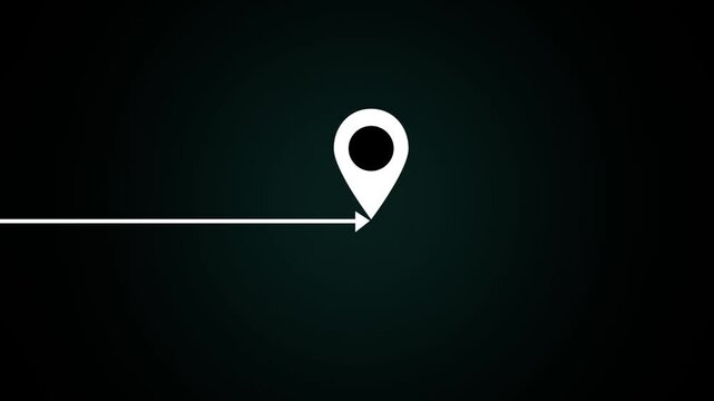 black and white color location icon animation on black backgound. gps map icon animation