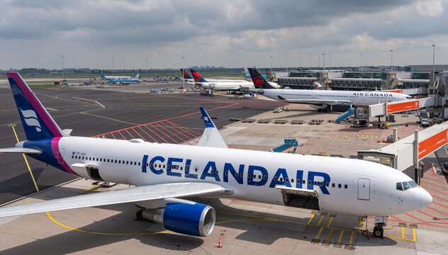 Amsterdam, The Netherlands, 02.05.2026, Icelandair Boeing 767 Passenger Jet at Schiphol Airport Amsterdam