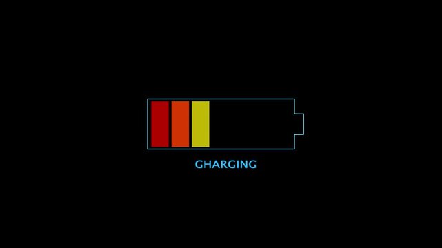 charging battery icon animation in black background