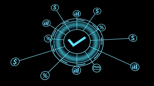 business or Sales growth concept dollar, graph animation successfully business content animation. certification. business, technology, internet and networking concept check mark animation