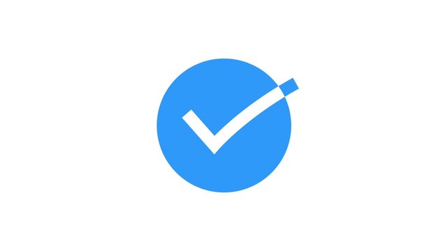 check mark icon animation on white backgrond. approved, success, confirm, correct Check mark