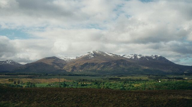 Ben Nevis mountain landscape with clouds