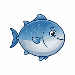 Obraz premium Cartoon blue fish with smile.