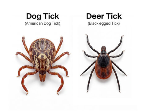 Dog tick and deer tick difference. 