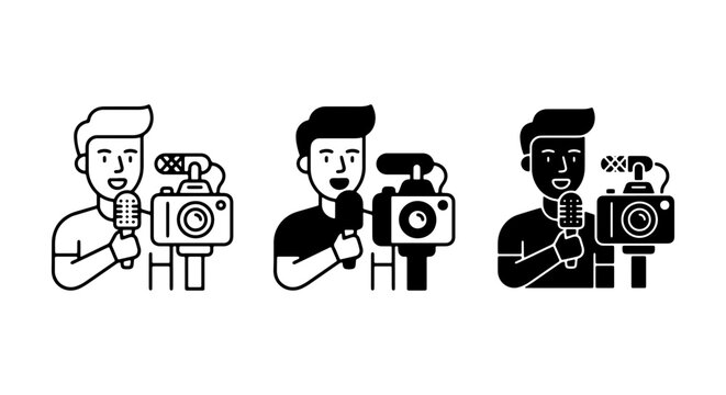Vlogger Icon Set, Video Creator Graphics, Filmmaker Symbols, Content Producer Vector Art