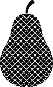 Black pear silhouette with textured scale pattern scales
