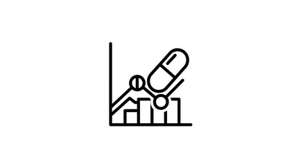 Fototapeta premium Pharmaceutical growth chart with pills and capsules, healthcare analytics concept