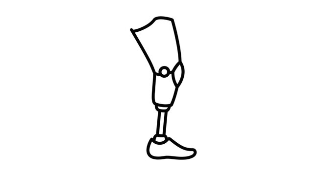 Prosthetic Leg with Shoe, Medical Amputation Limb Replacement, Black and White Line Art