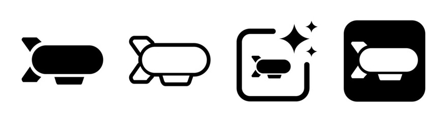 Vintage zeppelin airship icon representing classic aviation and historical transport in clean vector illustration © luvinda