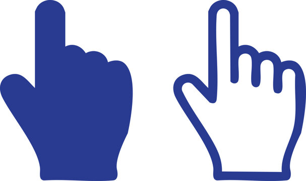 Two blue hands pointing upwards with different styles index finger