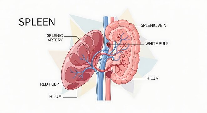 Anatomy of human spleen organ.