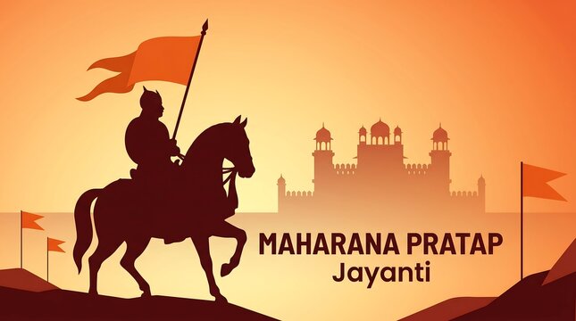 Silhouette of Valor Maharana Pratap on Horseback