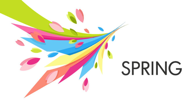 Vibrant abstract floral flow composition featuring colorful petals and dynamic lines for a creative spring theme
