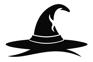 Fototapeta premium halloween witch hat silhouette line art vector illustration