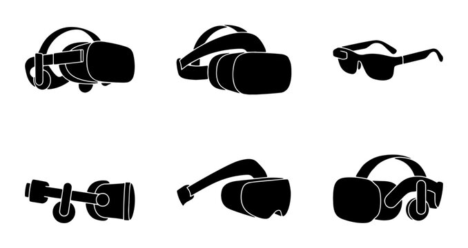Virtual Reality Headsets Collection, VR Goggles Set, Immersive Technology Icons, Futuristic Gaming Gear