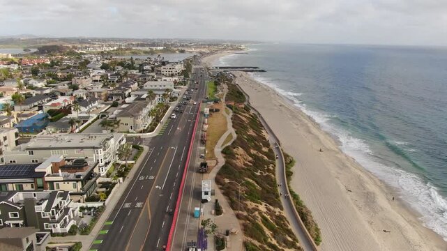 Aerial View of Carlsbad CA Coastal Stair Construction and Beach