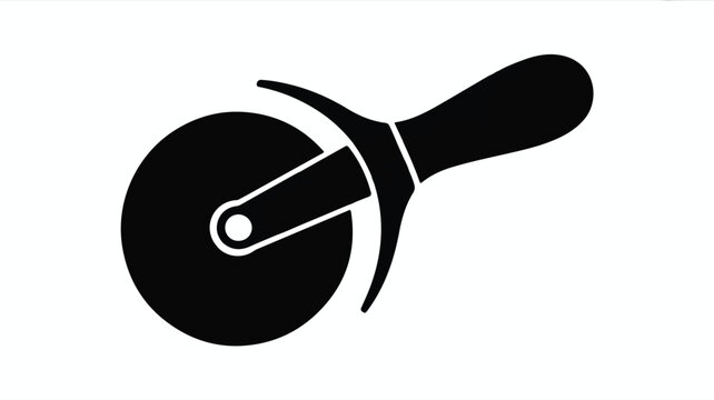 Black silhouette of a pizza cutter on white background