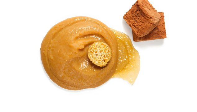 Chestnut paste on white backdrop. Chestnut paste, butter, brick. Chestnut paste bar.
