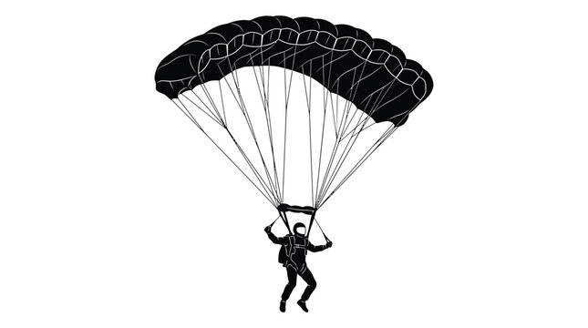 Skydiving silhouette a dramatic descent with open parachute