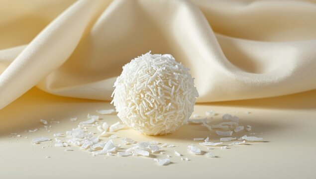 Coconut candy against a backdrop.