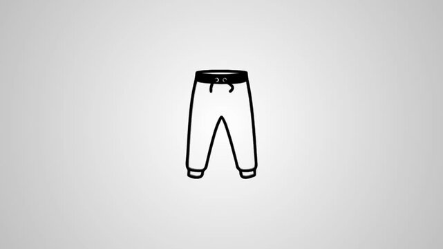 Minimalist sweatpants icon animation with clean outline style and smooth motion graphics on neutral background
